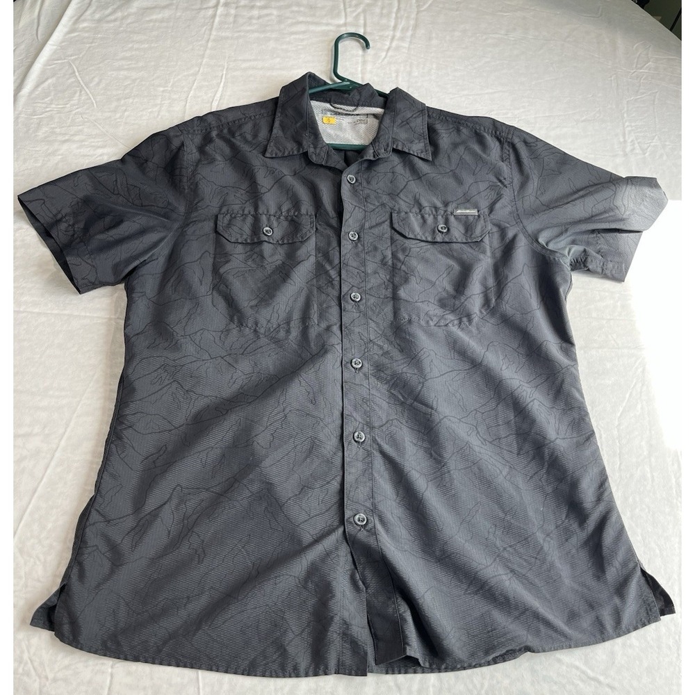 Eddie Bauer Short Sleeve Button Up Classic Cooling Shirt Dark Gray Men's Large